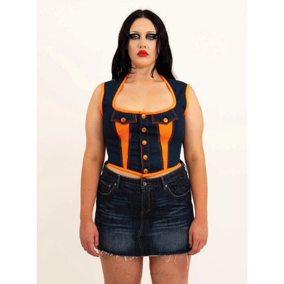 Vintage Jean Paul Gaultier Y2K 90s Archival Denim Corset Top - Picture 5 of 9